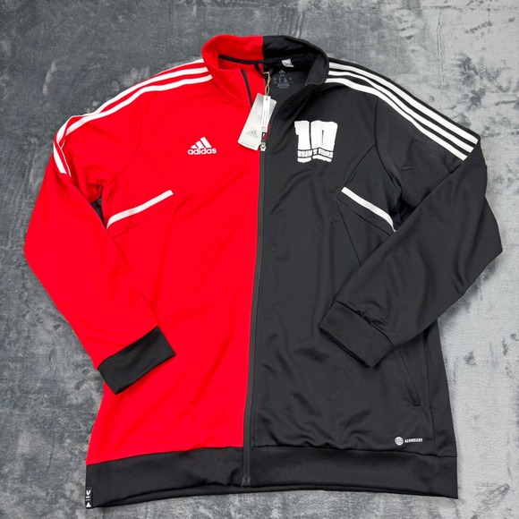 NWT Adidas Messi Aeroready Track Jacket Mens 2XL Black Red Full Zip Soccer